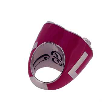 Foto Logo Anello Pace Amore Big Size Smalto Fucsia Diamanti Bianchi Onice