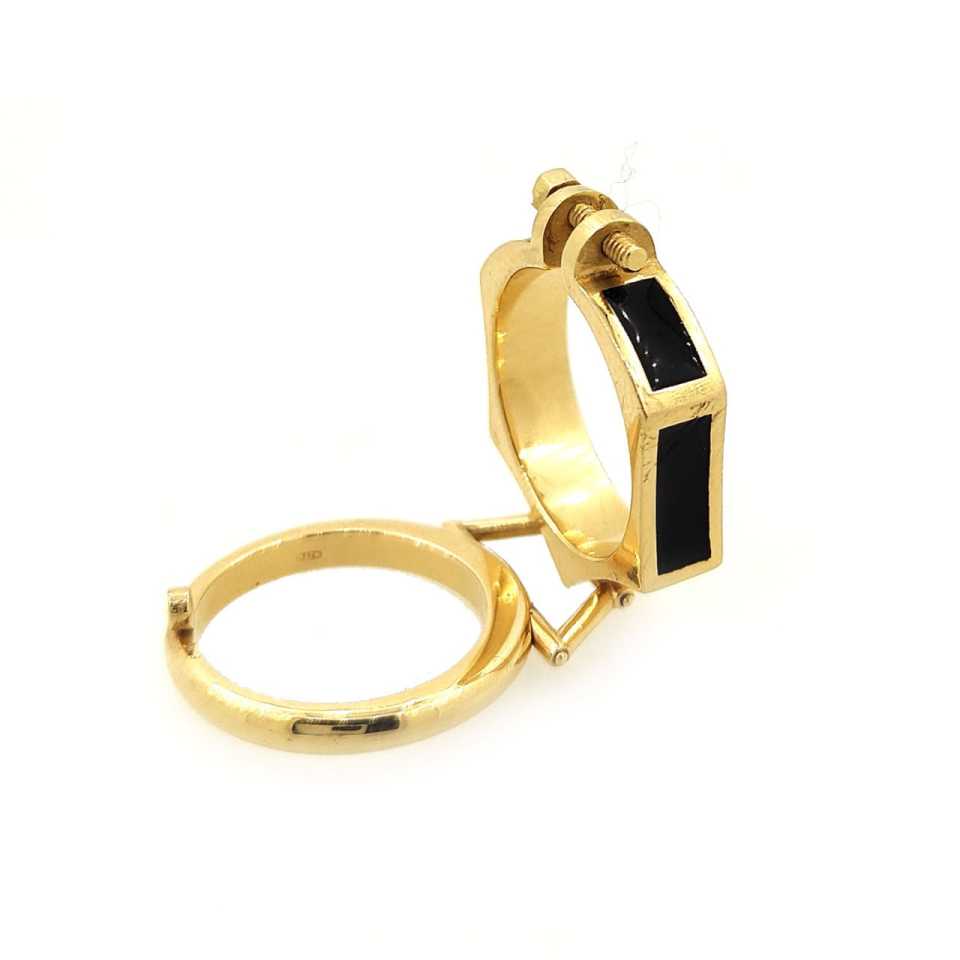 Anelli Cuff Collezione Sado in oro e smalto nero