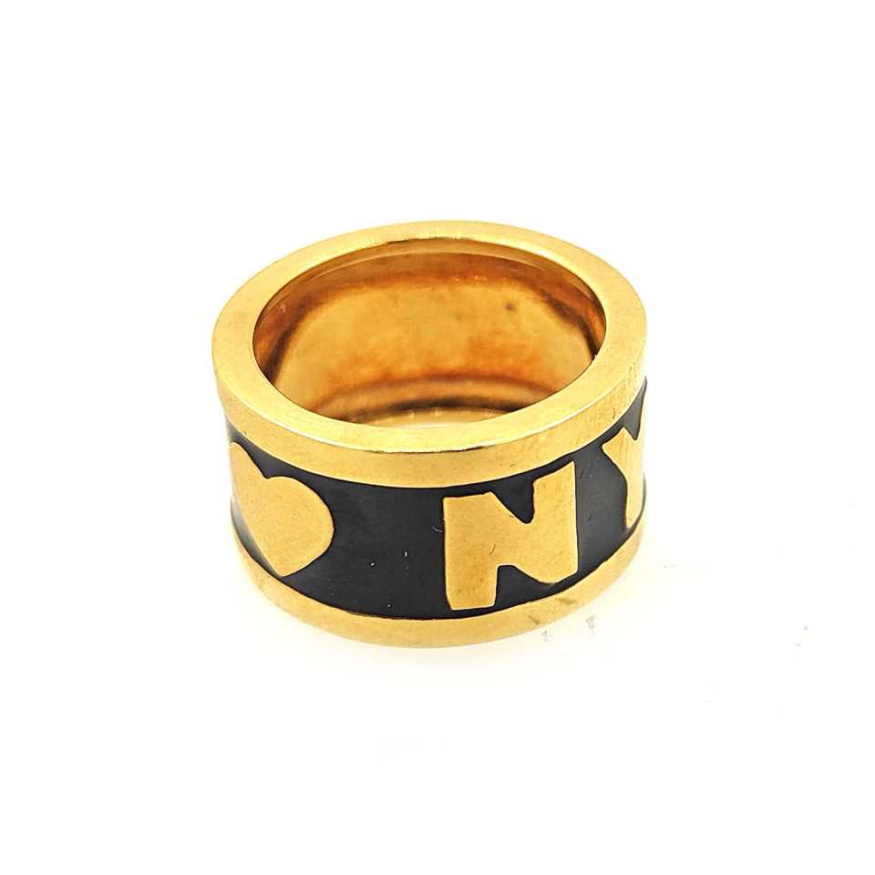 Anello a fascia Collezione “I Love You”  in oro e smalto nero