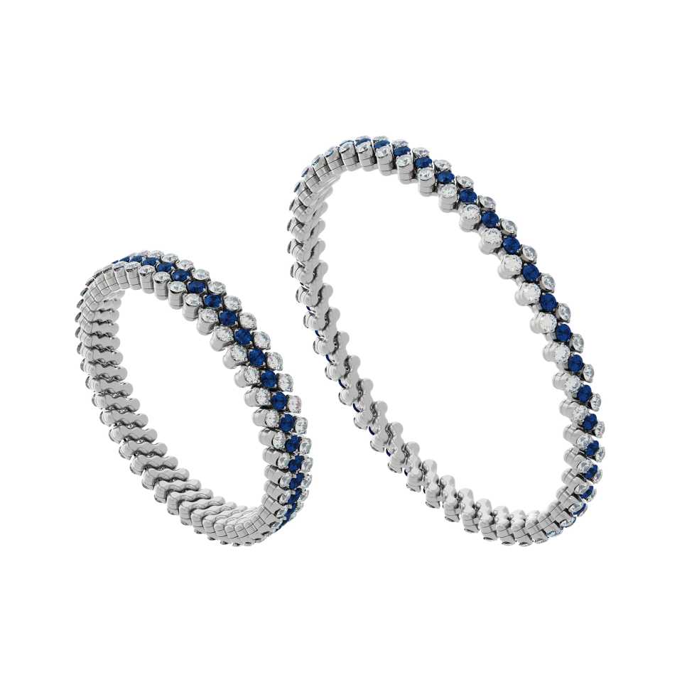 SERAFINO CONSOLI - BRACCIALE MULTISIZE IN ORO BIANCO DIAMANTI E ZAFFIRI BLU BB3F7 WG WD BS