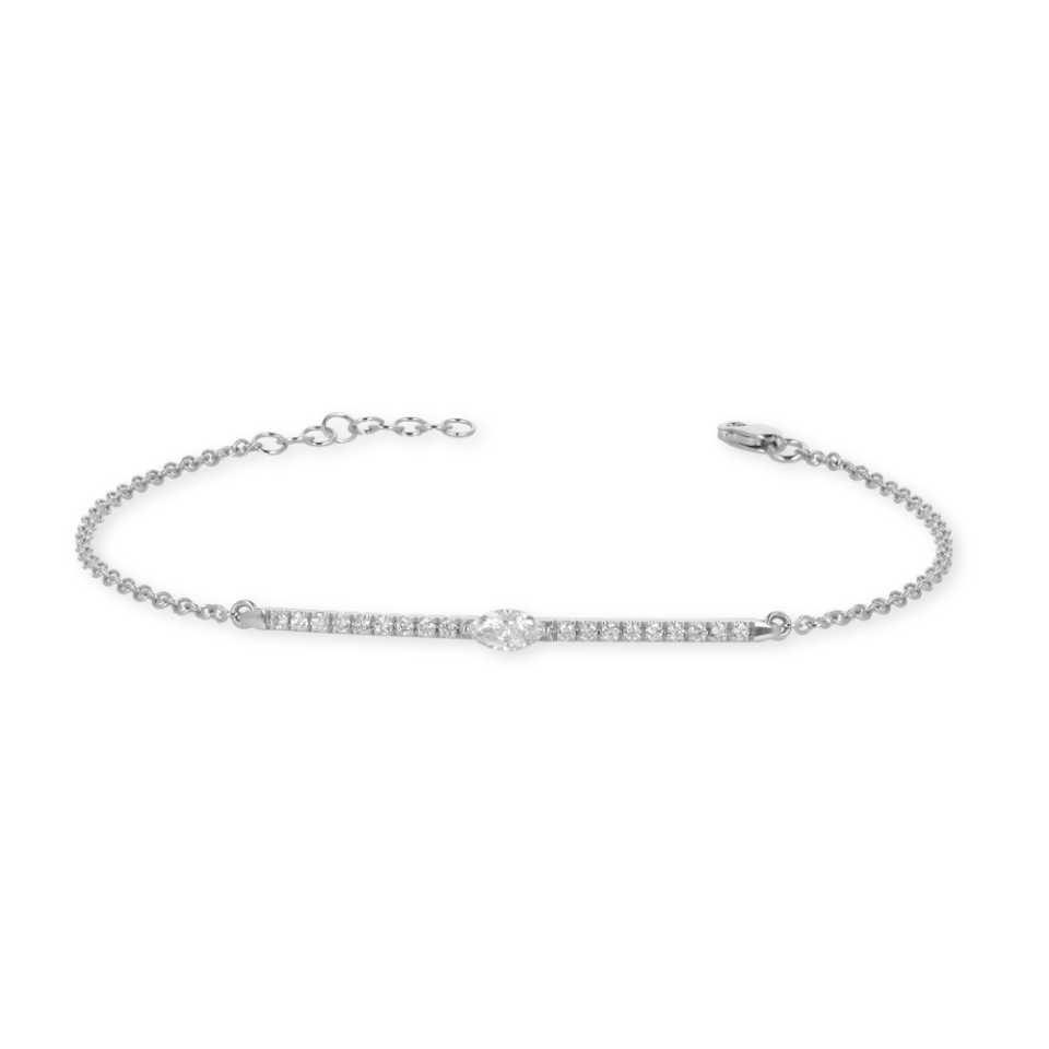 NAMURI - BRACCIALE IN ORO BIANCO 18KT CON DIAMANTE TAGLIO NAVETTE E DIAMANTI BIANCHI 