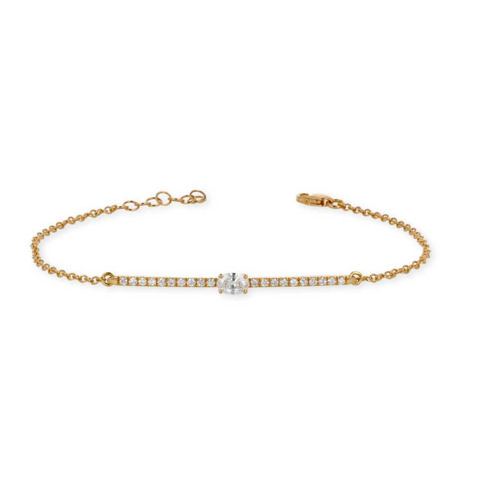 NAMURI - BRACCIALE IN ORO GIALLO 18KT CON DIAMANTE TAGLIO OVALE E DIAMANTI BIANCHI BTFAN/CTOW/G