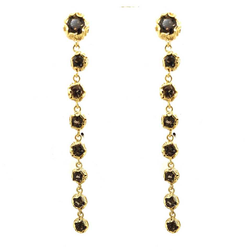 MARIA LUISA JEWELS -  ORECCHINI PENDENTI IN ORO GIALLO 9KT CON QUARZI FUME'OA0215/V1/A