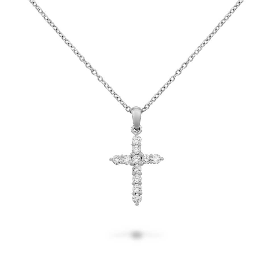 PIERO MILANO - COLLANA IN ORO BIANCO 18KT CON CROCE IN DIAMANTI BIANCHI R8042GB2