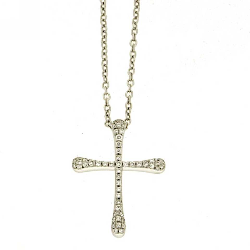 PIERO MILANO - COLLANA IN ORO BIANCO 18KT CON CROCE IN DIAMANTI R8091GB