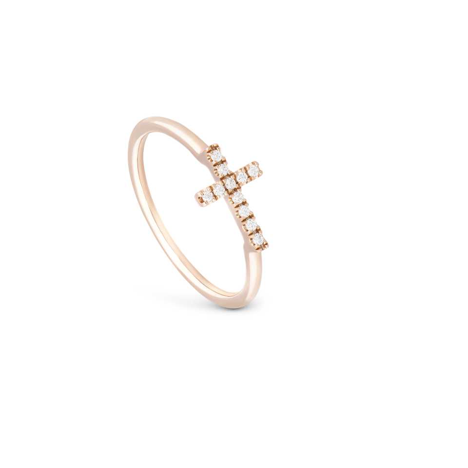 PIERO MILANO - 18KT YELLOW GOLD RING WITH DIAMONDS CROSS R8205AB