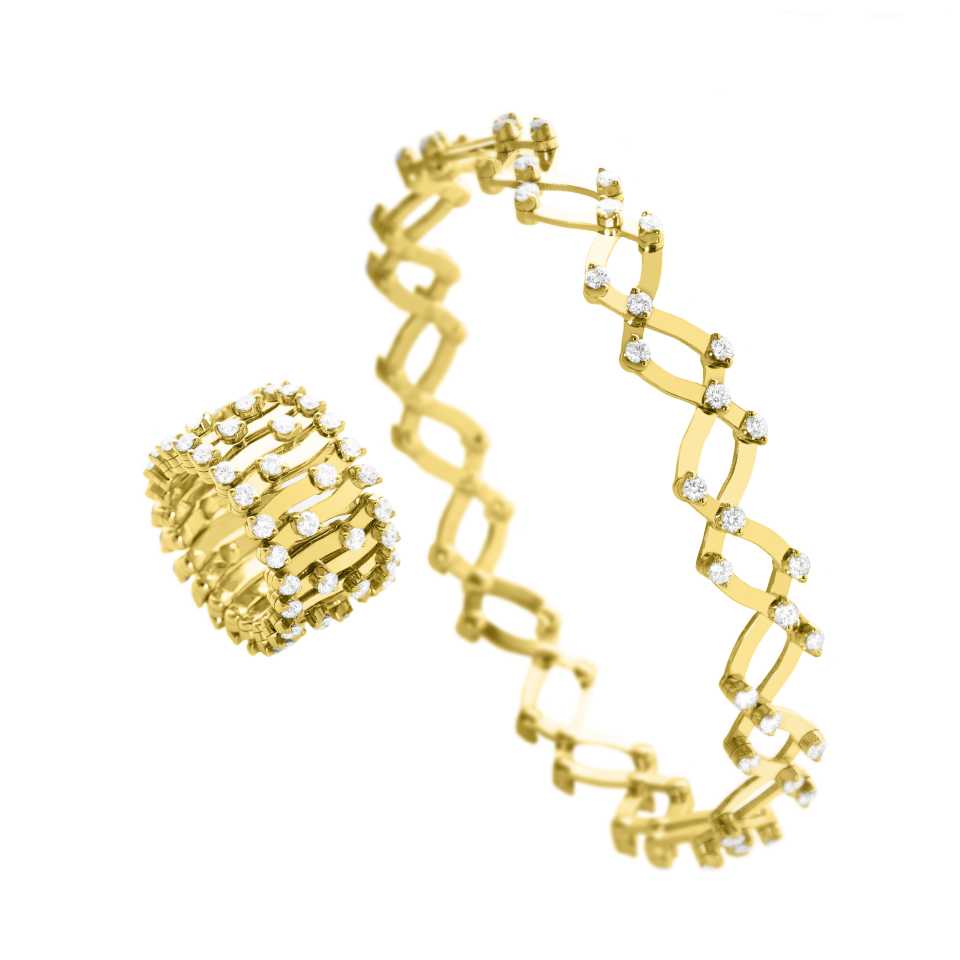 SERAFINO CONSOLI - ANELLO/BRACCIALE MULTISIZE IN ORO GIALLO 18KT E DIAMANTI BIANCHI SRB 1492 F4 YG WD