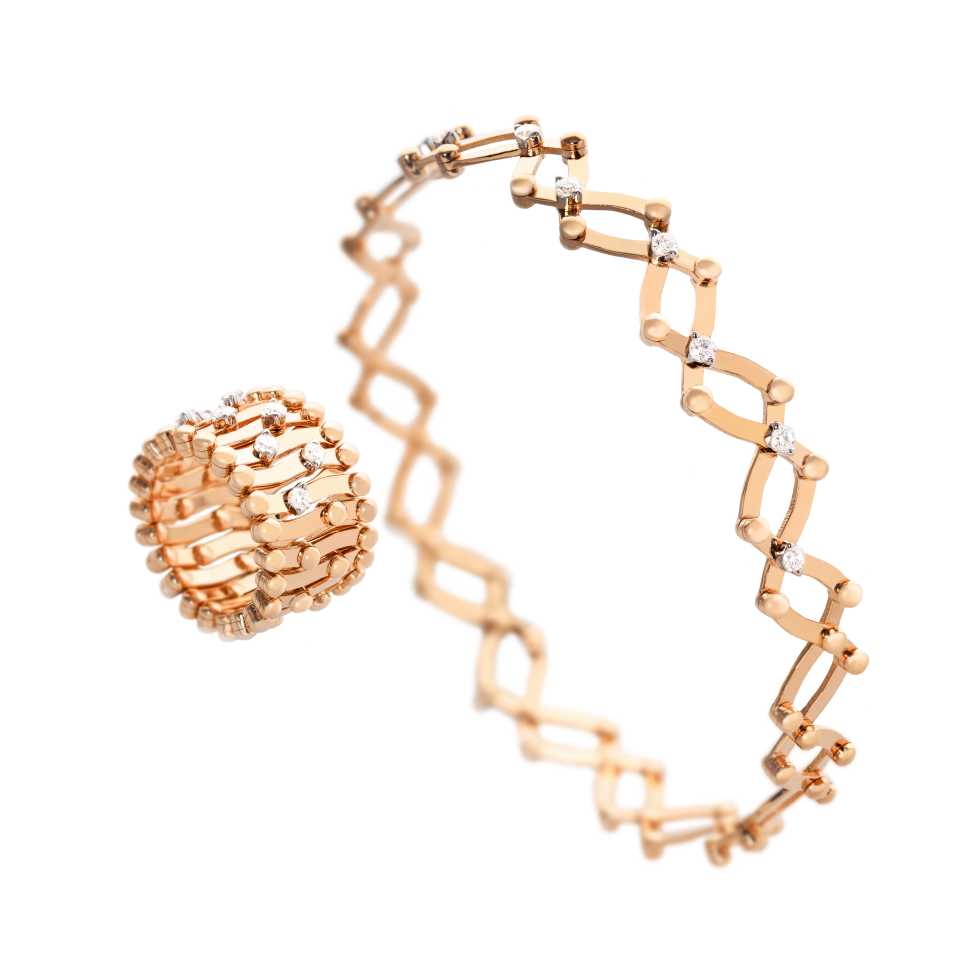 SERAFINO CONSOLI - ANELLO/BRACCIALE MULTISIZE IN ORO ROSA E BIANCO 18KT CON DIAMANTI BIANCHI SRB 1492 HM4 RWG WD