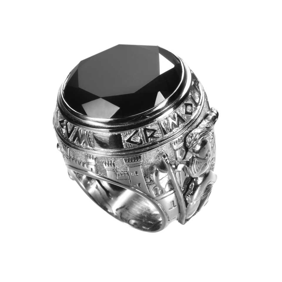 Thomas Sabo Anello Teschio Onice, Argento 925 Annerito, Unisex, Gioiello Symbolic Power