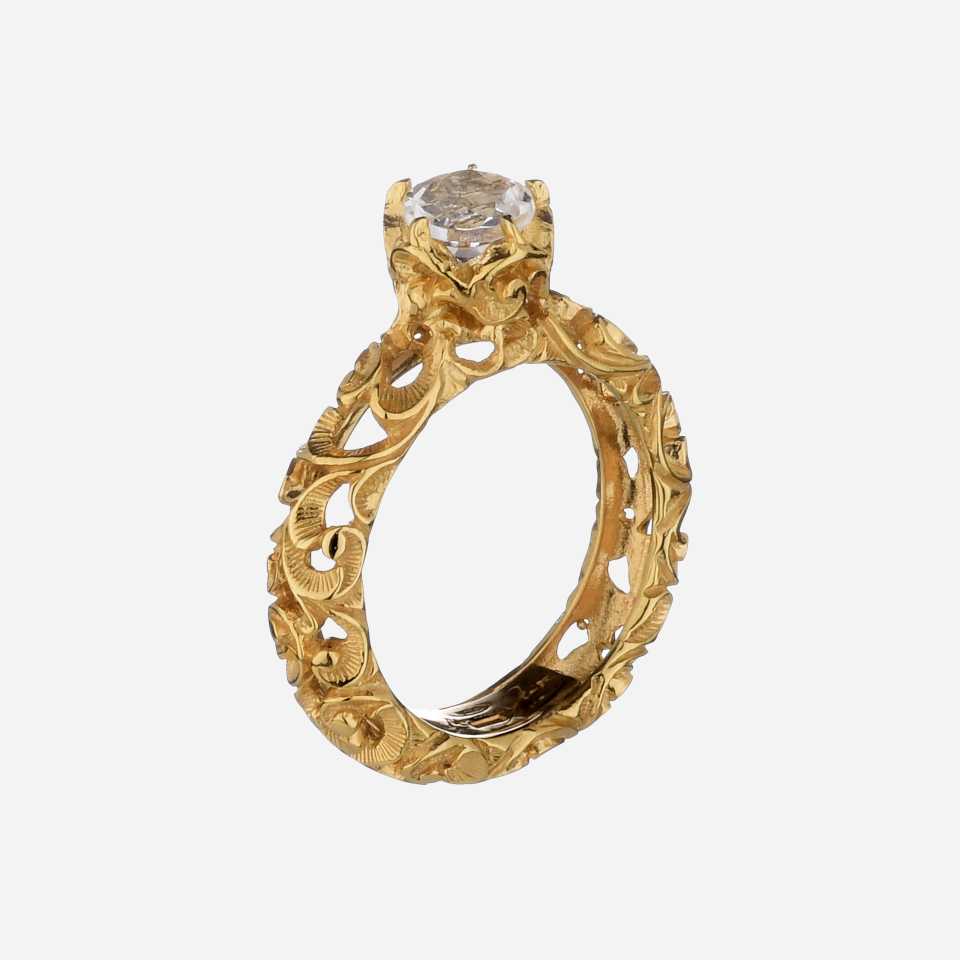 MARIA LUISA JEWELS - ANELLO IN ORO GIALLO 9KT CON CRISTALLO DI ROCCA AA0049/AUG69-W