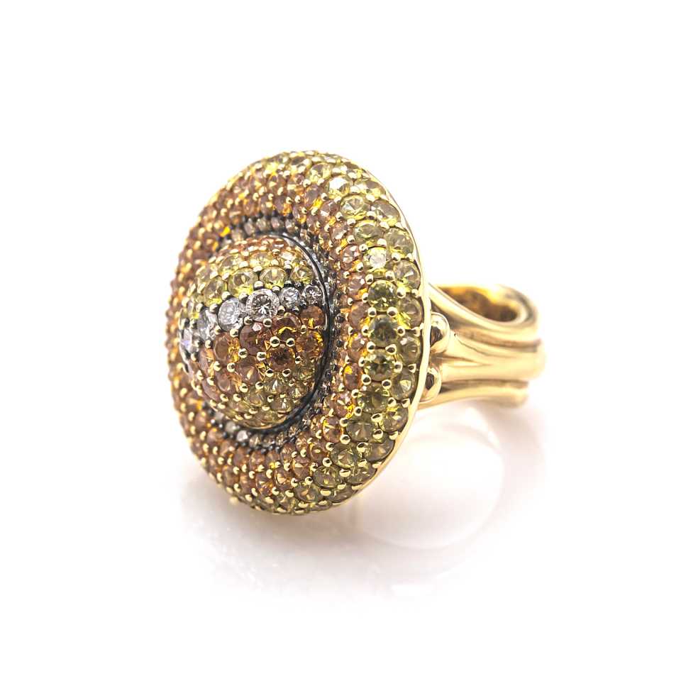 Anello Sombrero Collezione Pezzi Unici in oro, zaffiri e diamanti