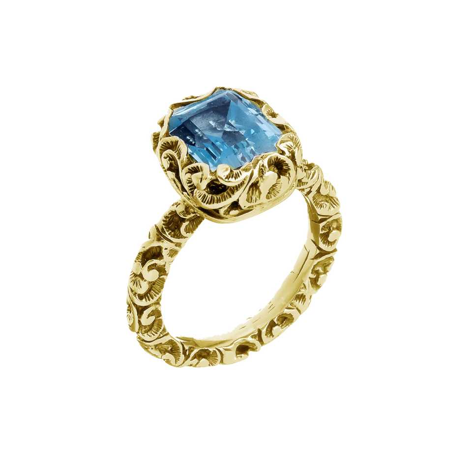 MARIA LUISA JEWELS - ANELLO IN ORO GIALLO 9KT CON TOPAZIO AZZURRO AA0028/V2/A