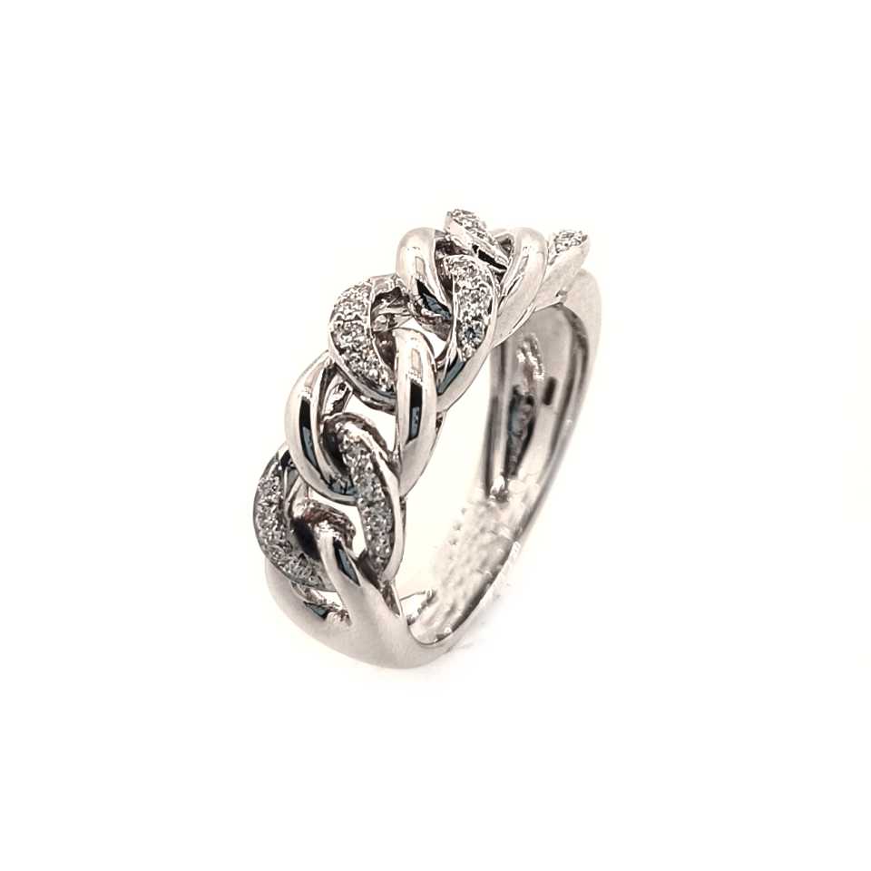 PIERO MILANO - ANELLO GROUMETTE IN ORO BIANCO 18KT CON DIAMANTI BIANCHI CO728AB